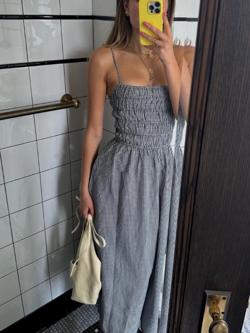 Solid & Striped Delta Midi Dress Seersucker Noir Gingham XS